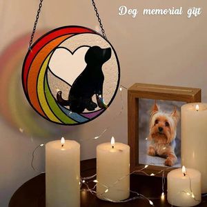 Hundkläder Memorial Rainbowbridge Hung Pet Present Acrylic Sympathy Loss Orestement Remembranc för Window Wall Tree Sun Catcher
