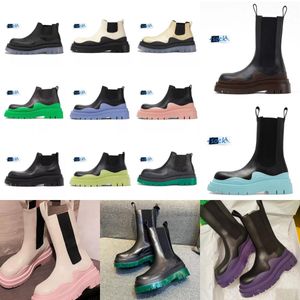 Designer Womens Mens Boots Luxury Tire Lean Leather Women Over The Kne Booties Anti-Slip Outdoor Wave Colasty Elastic Webbing Boot Cream Pink Blue Designer Shoes