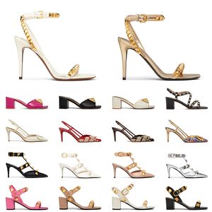 Luxury High Heels Valentino Designer Sandals Women Pointed Peep-toes Pumps Sandale Nude White Black【code ：L】Slingback Heel Ladies Dress Shoes