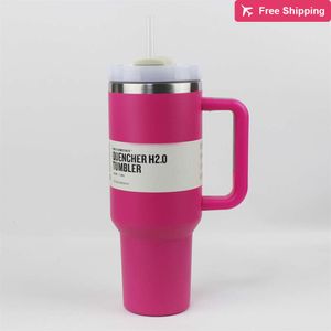 40oz tumbler med handtag lock och halmisolerat rostfritt stål termos dupe resemugg isad cOf stanhet Standliness Stanleiness Standleiness Staneliness C8y8