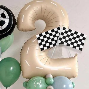 Parti Balonları 40inch Numara Folon Balon 18inch Araba Lastikleri Helyum Globos Mavi Yeşil Lateks Balon Set Doğum Günü Düğün Zemin Parti