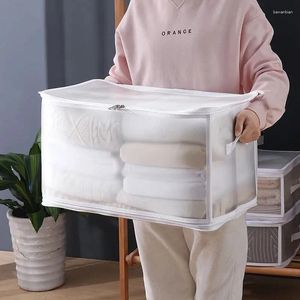 Storage Bags Simple Style Household Transparent Plastic Sundries Box Foldable Clothing Quilt Organizer Large-capacity Toy