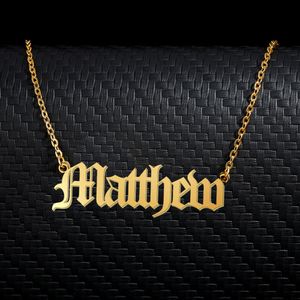 Matthew Old English Name Halsband Rostfritt stål 18K Guldpläterad för kvinnor smycken typskylt hänge femme mödrar flickvän gåva