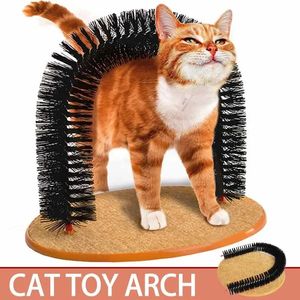 Cat Toy Arch Auto -preto Pamper Feline com um pincel de massagem de massagem com brinquedos de arranhão para gatos brinquedos interativos