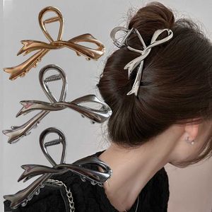 Hair Clips Barrettes New Vintage Ribbon Bow Clip Metal Crab Head Wearing Shark ponytail Womens Accessories Bucket
