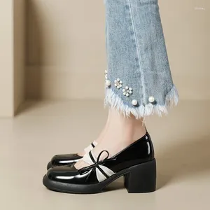Elbise ayakkabıları kadınlar kalın platform Mary Janes lolita parti pompaları yaz 2024 sandaletler yay mujer moda oxford zapatos boyutu 33