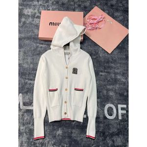 Autumn Winter New Water Diamond Letter Hooded Cardigan Slim Fit and Stripe Sticked Shirt Mid Length Coat For Women