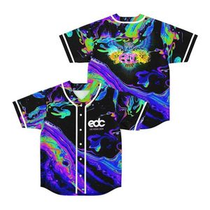 Męskie koszulki EDC Festival 2024 Mercer Baseball Jersey V-dół z krótkim rękawem odzież damska moda Q240515