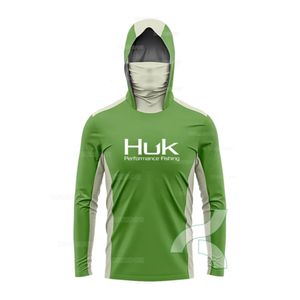 Huk Fishing Shirts Men Hooded Mask Anti-UV釣り服夏の長袖日焼けTシャツCAPSスカーフジャージアパレル240515