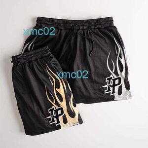 American Fashion Brand Ip Flame Lightning Series Casual Mesh Shorts for Mens Quick Drying Knee Length Basketball in Summer