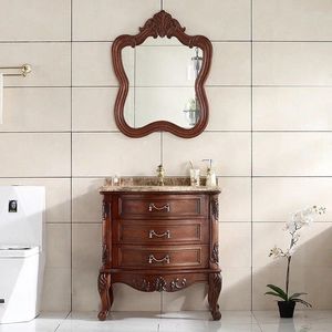 Decorative Plates Red Oak European-Style Bathroom Cabinet Small Apartment Wash Basin