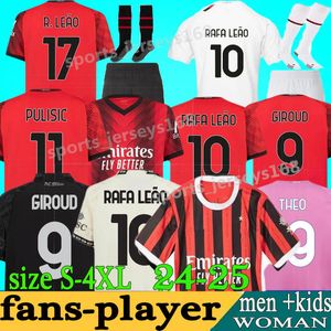 2024 2025 Maglie da calcio Rafa Leao Ketelaere Pulisic Giroud Ac 23 24 25 Reijnders Theo Tonali Brahim Koche Men Kids Kits Football Shirt Fan Player Versione