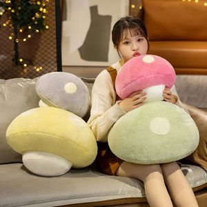 Fluffig svamp färgglada plushie fylld kawaii växt plysch kudde grå rosa gul grön dekor sovande tupplur säte kudde gåva 240507