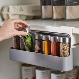 Kitchen Storage Plastic Hidden Spice Bottle Rack Easy Access Multifunctional And Space-saving Solution No.1