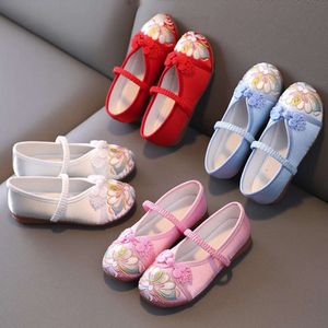 New Handmade Embroidery Kids Chinese Style Cloth Surface for Girls Elegant Traditional Flower Pattern Hanfu Shoes L2405 L2405