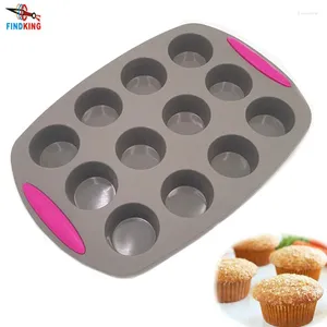 Baking Moulds FINDKING Round Muffin Cup 12 Hole Silicone Soap Cookies Cupcake Bakeware Mini Cake Pan Tray Mould Home DIY Tool Mold