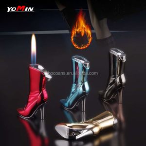 YM101 Creative Personality New Strange High Tube Women's Boots IATAble Lighter Red Flame Open Flame Cigarett Lighter Wholes