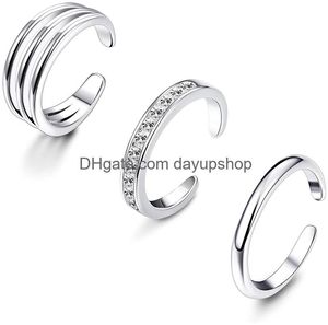 Toe Rings Open Set For Women Simple Thin Cz Tail Band Ring Adjustable Summer Beach Foot Jewelry Apply To Finger Drop Delivery Otpci