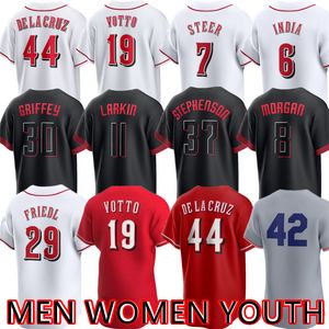 Custom 44 Elly de la Cruz Joey Votto Jersey Baseball Ken Griffey Jonathan Índia Hunter Greene Johnny Bench Tyler Stephenson Jake Fraley Newman Spencer Steer Joe