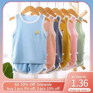 Set di abbigliamento 2 pezzi Summer abbigliamento Summer Cotlet Cotton Cot cot a maniche corte per ragazze e ragazzi Abbigliamento casual Abbigliamento per bambini Maglietta senza maniche WX