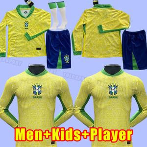 Homens+filhos de manga longa PELE 2024 2025 camisas de futebol paqueta coutinho camisa de futebol brasileira firmino brasil vini jr Antony Silva Dani Alves