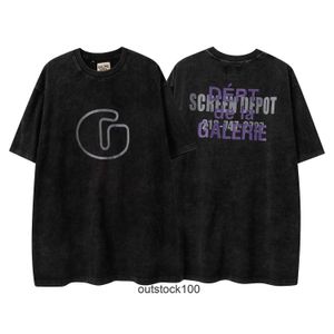 Gallerry Deept High End Designer T Shirts High Street Old Letter Print Mens and Womens Loose Casual Short Sleeve T-Shirt Fashion 1 : 1 Original Labels