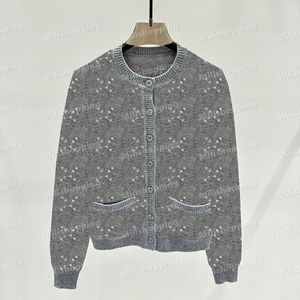 24SS Cardigan Grey Double G Letter Sweater de inverno Roupas de grife feminino Cardigã de malha quente ao ar livre