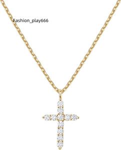Pavoi 14K Gold Plated Cubic Zircon Cross Womens Necklace | Tvärhänge