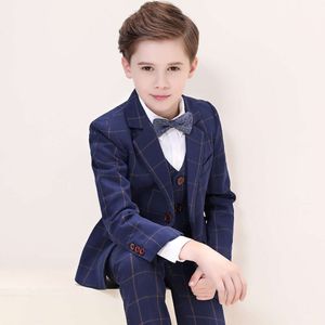 Kinder Jungen Weiß Blazer Weste Hosen 3pcs Set Kinder Taufe Hochzeit Abschlussballanzug Baby Boy Elegantes Kleid Teenager Party Kostüm