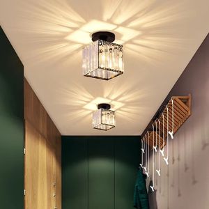 LED 천장 조명 크리스탈 램프 쉐이드 Balck Gold Plafonnier 거실 침실 현대 라운드 스퀘어 장식 천장 램프 E27