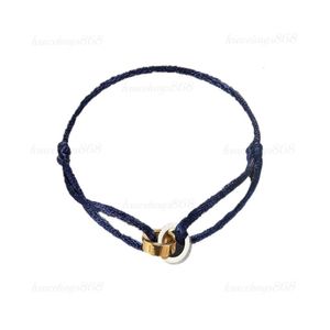 luxury stainless steel bracelet 2 round cotton rope retractable lovely fashion jewelry popular unisex gift2777009