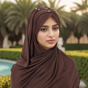 Ethnic Clothing Modal Turban Muslim Women Soft Headscarf Elastic Arab Islamic Solid Color Khimar Wear Directly Instant Hijab Prayer Scarf