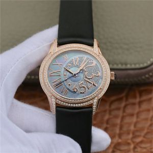 77303BC Diamond Watch Montre de Luxe 35 mmx39 5mm Automatische mechanische Bewegung Edelstahl Hülle Ledergurt Frauen Uhren 2588