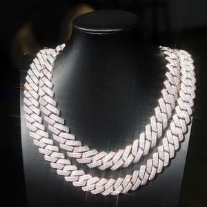 15Mm 20Mm Wide 3-Row Hip-Hop Cuban Chain GRA Moissanite Sterling Sier Gold Plate Boutique Jewelry Necklace Bracelet