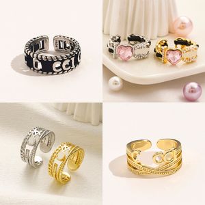 18k Gold Plated Luxury Designer Ring for Women Men Ring Letter Designer Rings Retro Classic Rhinestone Ring Fashion Rings Wedding Party Gift SMEE sace 20style