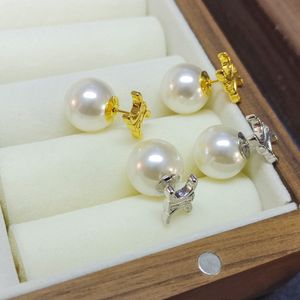 Luxury Big Pearl CELIBrand Letters Designer Earrings Women 18K Gold Stud Charm Double Side Ball aretes brincos numbers Earings Earring Ear Rings Jewelry Gift