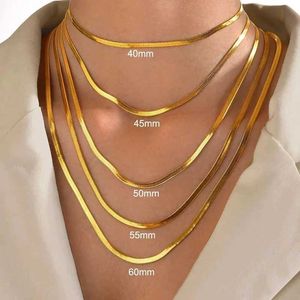 Pendant Necklaces 316L gold stainless steel snake chain necklace suitable for women mens bone necklace 2024 trend jewelry gift J240513