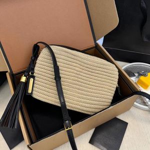 Luxury Tassel Camera Designer Bag Mens Crossbody Shoulder Bags Tote Clutch Womens Raffias Straw Weave Envelope Pures Woven Leather Pochette Bag Gold Chain Handbag