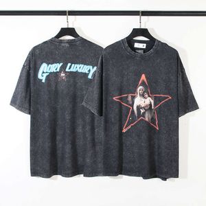 Camisetas de designer retrô de 5ilas para homens e mulheres Saint Michael Graffiti Pentagram
