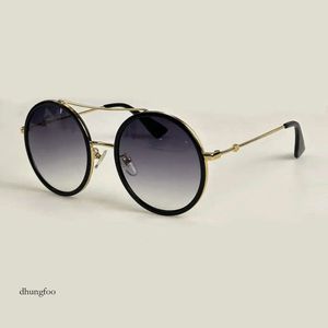 Fashion Round Sunglasses Black Gold Metal Frame Grey Gradient Women Summer Sunnies gafas de sol Sonnenbrille UV400 Eyewear with Box