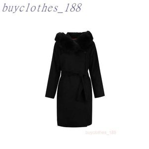 Płaszcz damski o średniej długości Maxmaras wełniany płaszcz włoska marka luksusowa damska wysokiej jakości płaszcz kaszmiru M9B3
