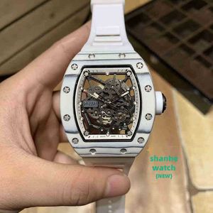 RM Luxury Watch Date Luxury Wristwatch Business Leisure RM035 Automatisk mekanisk R Titta vit kolfiberband Trend Mänklockor