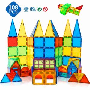 Магнитные блоки 108 Большой магнитной плитки 3D Build Block Set Magnetic Education Game Toys Toys детские подарки WX5.17