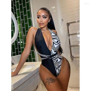 Menas de banho feminina 2024 impressão de zebra de uma peça Mulheres de maiô sexy Monokini Monokini Bodysuit Bodys Beach Bathing Brasil Brasil