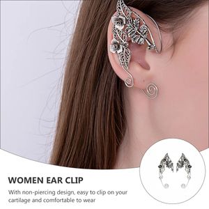 Elf Ohrmanschetten Elven Ohrringe ausgehöhlten Aluminium -Ohrclip -Hochzeitszubehör Cosplay Fairy Ehrdrop für Frauen Girls Party 240516