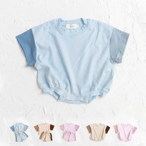 Rompers 2024 Summer Newborn Boys and Girls Super Dalian Bodysuit Unisex Baby Cotton Short Sleeve Tight Fit d240516