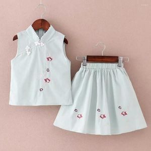 Set di abbigliamento per bambini ragazze Hanfu online set rosso alla moda 2024 abiti super immortale antichi estate per bambini baby tang