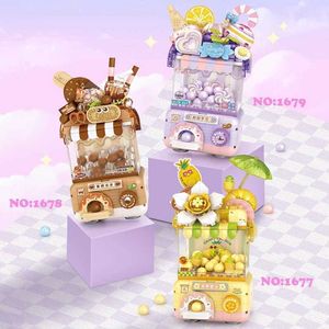 Blocks New Pineapple Ice Brown Sugar Popper and Sweet Taro See Mini Assembly Q Cute Twisted Egg Machine Brick Girl Gift WX