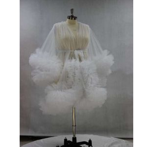 Mini kort version av klassisk mantel för fotografering se genom tyll mammalklänning baby shower klänningar fotografi