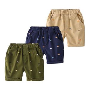 Shorts Dinosaur boy shorts childrens cotton knee pants casual beach daily summer clothing childrens clothing d240516